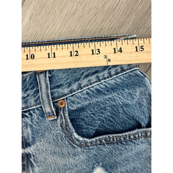 Aeropostale 90s Super High Rise Straight Button Fly Distressed Denim Cotton 8 - Picture 2 of 6